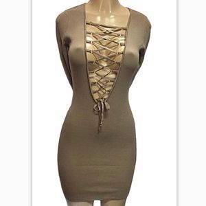 Bodycon Tan Long Sleeve Dress